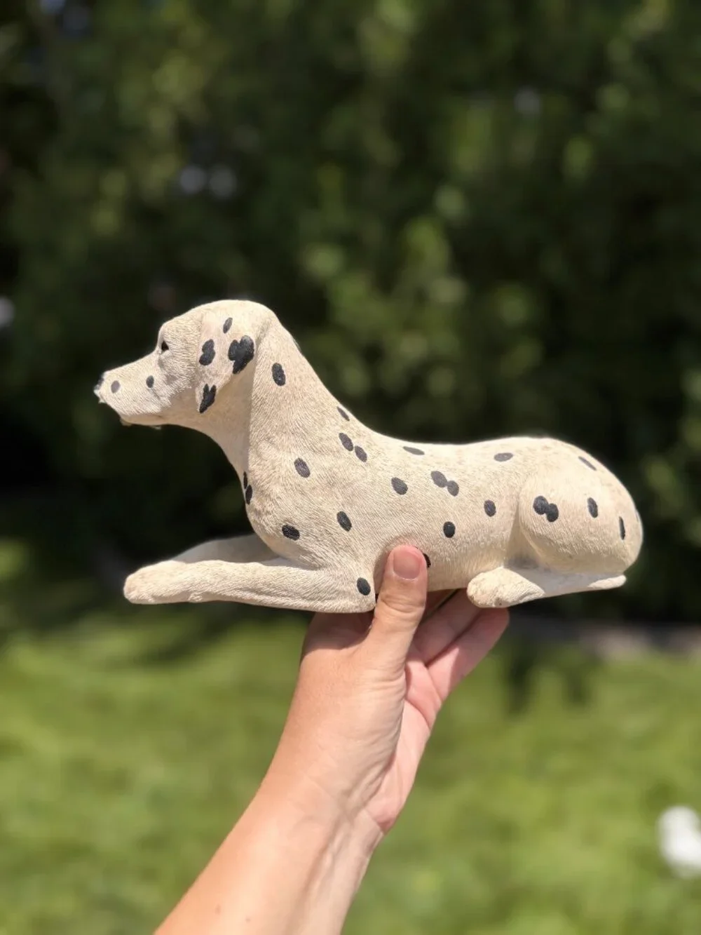 Vintage Sandicast Dalmatian Figurine | Mid-Century Modern Resin Dog Sculpture |